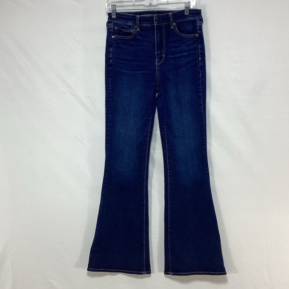 American Eagle 8 long Women’s stretch Blue flareJeans - Picture 1 of 16